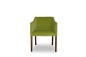 Mobile Preview: Der Stuhl mit einem grünen Bezug und dunklen Stuhlbeinen.