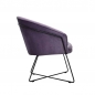 Preview: Stuhl mit violettem Bezug und schwarzem Metallrahmen.
