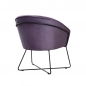 Mobile Preview: Stuhl von hinten mit violettem Bezug und Metallgestell.
