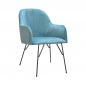 Mobile Preview: Stuhl mit türkisem Bezug und Metallbeinen Spider.