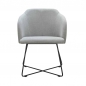 Mobile Preview: Stuhl mit grauem Bezug und Metallbeinen Cross.