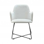 Preview: Stuhl mit weißem Bezug.