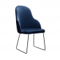 Preview: Stuhl mit blauem Bezug und schwarzen Metallbeinen Ski.