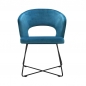 Preview: Sessel mit blauem Bezug und Metallbeinen Cross.