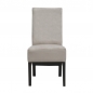 Preview: Stuhl mit grauem Bezug und hoher Lehne.